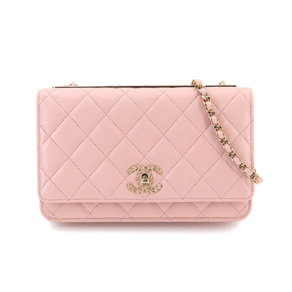 CHANEL Pink Lambskin Leather Wallet